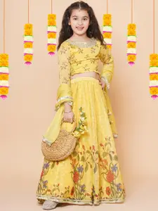 Bitiya by Bhama Floral Printed Round Neck Ready to Wear Lehenga & Blouse With Dupatta