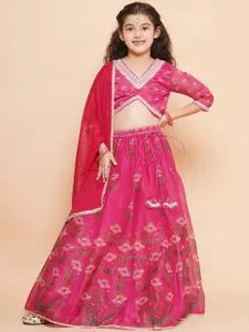 Bitiya by Bhama Girls Printed Ready to Wear Lehenga & Blouse With Dupatta