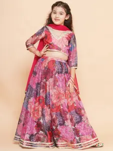 Bitiya by Bhama Girls Printed Ready to Wear Lehenga & Blouse With Dupatta