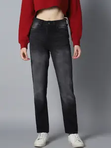 High Star Women Dad Fit High-Rise Clean Look Light Fade Stretchable Jeans