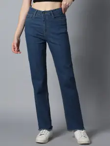 High Star Women Straight Fit High-Rise Clean Look Stretchable Jeans