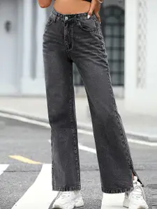 LULU & SKY Women Wide Leg Clean Look Heavy Fade Whiskers Jeans