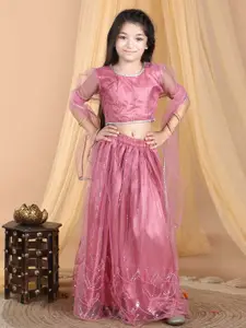 Cutiekins Girls Embroidered Sequinned Ready to Wear Lehenga & Blouse With Dupatta