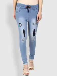 A-Okay Women Skinny Fit Mildly Distressed Heavy Fade Embroidered Stretchable Jeans
