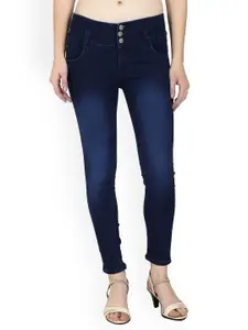 A-Okay Women Navy Blue Skinny Fit Light Fade Clean Look Stretchable Jeans