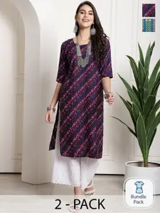 7Threads Selection Of 2 Ethnic Motifs Printed Straight Kurta