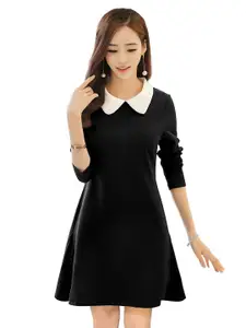BAESD Black Peter Pan Collar Fit & Flare Dress