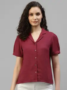DEEBACO Puff Sleeves Classic Opaque Casual Shirt