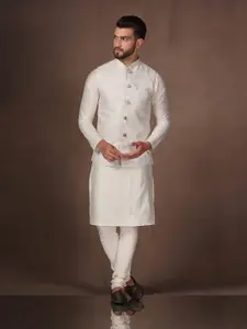 KISAH Mandarin Collar Kurta And Churidar With Nehru jacket