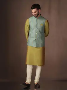 KISAH Mandarin Collar Kurta And Churidar With Nehru jacket