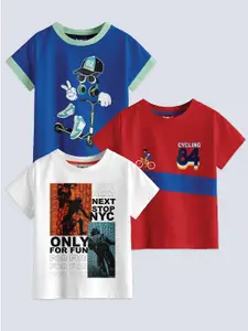 BAESD Boys Pack Of 3 Printed Round Neck Cotton T-shirts