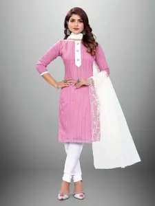 APNISHA Pink & White Unstitched Dress Material