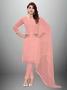 APNISHA Orange & Blue Embroidered Silk Georgette Unstitched Dress Material