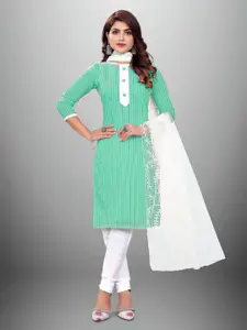 APNISHA Sea Green & White Unstitched Dress Material