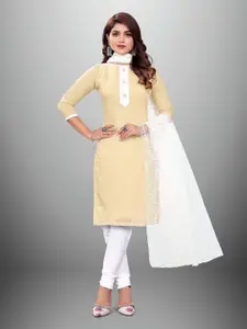 APNISHA Cream-Coloured & White Unstitched Dress Material
