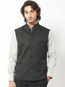 RARE RABBIT Men Cerny Tailored Fit Printed Woven Nehru Jacket