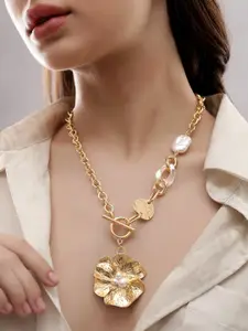 Rubans Voguish Gold-Toned & White Gold-Plated Handcrafted Necklace