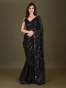 Trendmalls Sequin Embellished Pure Georgette Saree