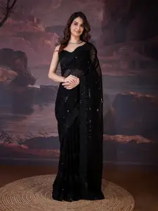 Trendmalls Sequin Embellished Pure Georgette Saree