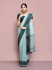 elora Green Linen Blend Saree