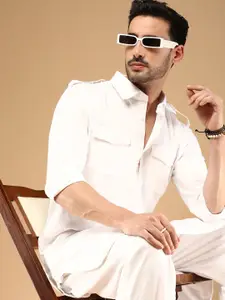 Sangria Shirt Collar Pathani Kurta With Trouser