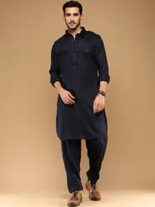 Sangria Shirt Collar Collar Pathani Kurta With Trouser