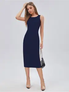 BAESD Round Neck Bodycon Midi Dress