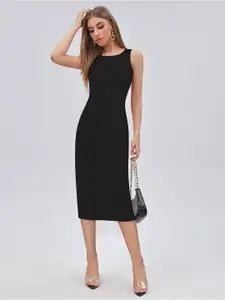 BAESD Round Neck Bodycon Midi Dress