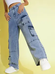 Noh.Voh - SASSAFRAS Kids Girls Blue Straight Fit Highly Distressed Heavy Fade Jeans