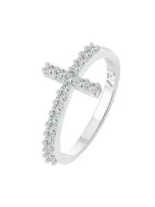 Vighnaharta Rhodium Plated Cubic Zirconia Stone Studded Finger Ring