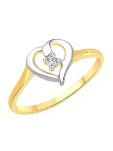 Vighnaharta Rhodium Plated CZ Studded Heart Shaped Finger Ring