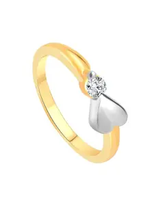 Vighnaharta Gold-Plated CZ Studded Heart Finger Ring