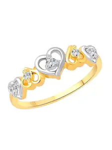 Vighnaharta Gold Plated Cubic Zirconia Studded Dancing Heart Finger Ring