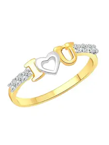 Vighnaharta Gold Plated Cubic Zirconia Studded I Love U Detail Finger Ring