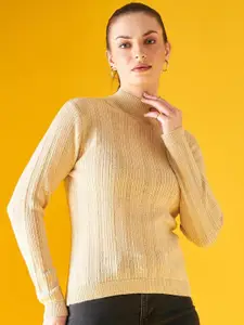 98 Degree North High Neck Ribbed Acrylic Pullover