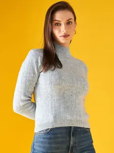 98 Degree North Ribbed High Neck Acrylic Pullover
