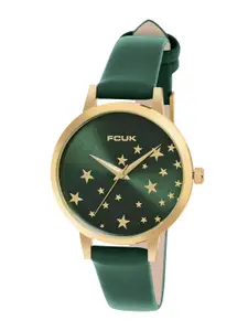 FCUK Women Printed Dial & Leather Straps Analogue Watch FK00024E