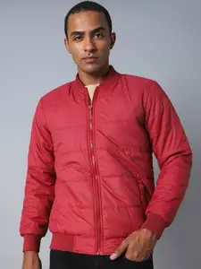 High Star Men Maroon Outdoor Bomber Jacket