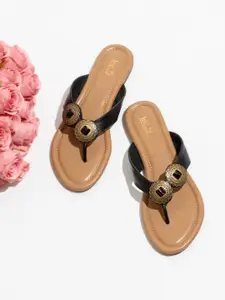 Inc 5 Embellished Open Toe Flats