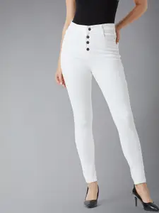 DressBerry Women White Skinny Fit High-Rise Stretchable Jeans