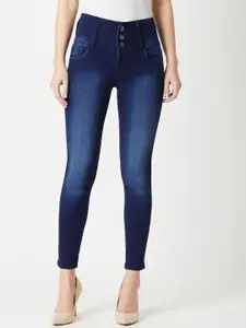 DressBerry Women Navy Blue Skinny Fit High-Rise Heavy Fade Stretchable Jeans