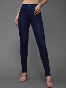 DressBerry Women Navy Blue Skinny Fit Stretchable Jeans