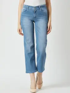 DressBerry Women Wide Leg Mid Rise Light Fade Cotton Stretchable Jeans