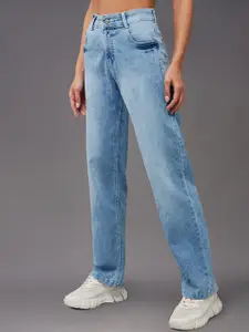 DressBerry Women's Wide-Leg Fit High Rise Stretchable Denim Jeans