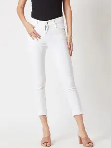 DressBerry Women Skinny Fit High Rise Frayed Hem Cropped Stretchable Jeans