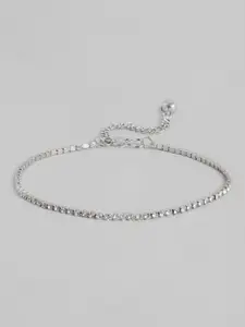 Anouk Women Silver-Plated Stone Studded Anklet