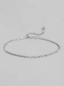 Anouk Women Silver-Plated Stone Studded Anklet