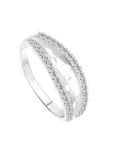 Vighnaharta Rhodium Plated CZ Studded Finger Ring