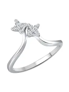 Vighnaharta Rhodium-Plated CZ Studded Finger Shine Ring