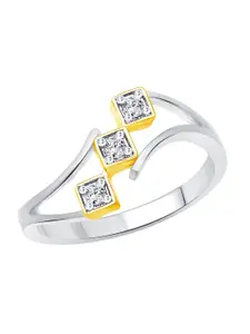 Vighnaharta Rhodium Plated Cubic Zirconia Stone Studded Finger Ring